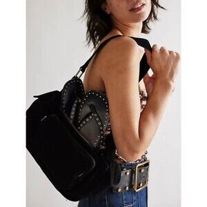 FREE PEOPLE Siren Suede Shoulder/Crossbody Bag In Black NWT